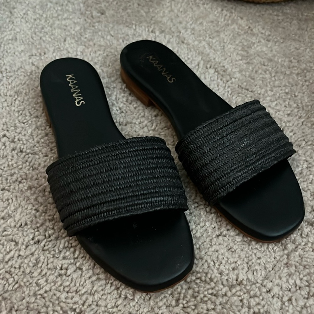 KAANAS Bimini Elastic Braid Slide in Black Size 7